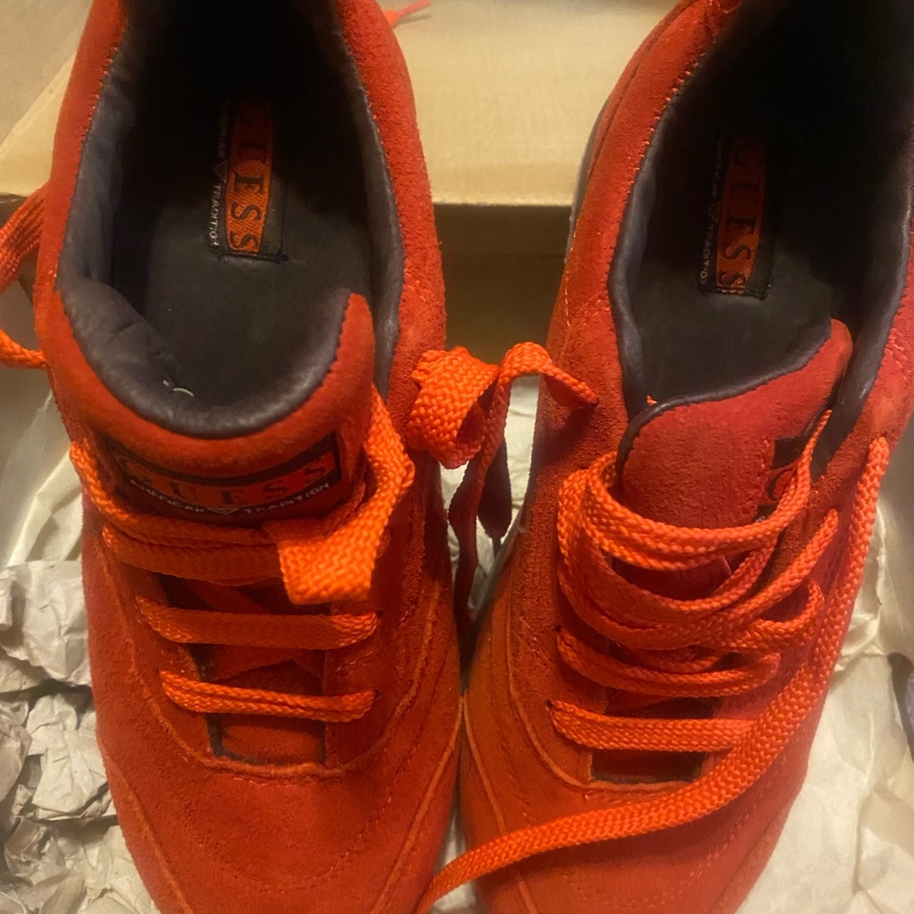GUESS Sport Orange Suede Sneakers Women’s Size 6 Fashion Trainers Y2K Streetwear